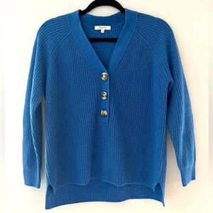 Madewell bright blue v-neck button down sweater